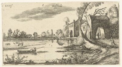 Landskab med en flod og porthus Landskaber (serietitel) af Esaias van de Velde