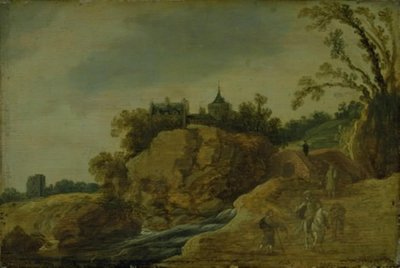 Klippelandskab med et slot af Esaias van de Velde