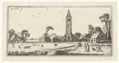 Vandrere på en vej nær Spaarnwoude Landskaber (serietitel) af Esaias van de Velde