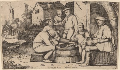 Bønder, der spiser frokost under åben himmel af Esaias van de Velde I