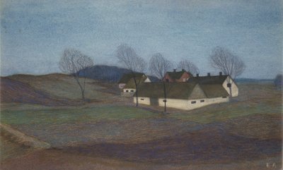En sjællandsk gård (pastel) af Ester Almqvist