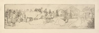 Bondegårdsscene med tyre af Esther Blaikie MacKinnon