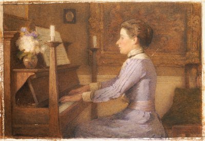 Ved klaveret (blyant og akvarel på papir) af Esther H. Jones