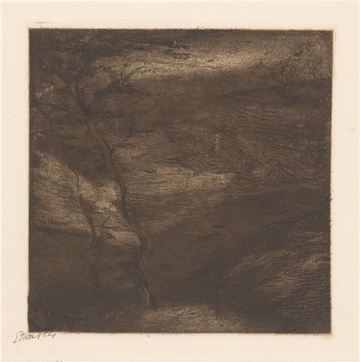 Aften i Pyrenæerne (original titel på objektet) af Etha Fles (signed by artist)