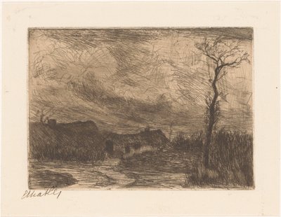 Huse under en tung himmel af Etha Fles (signed by artist)