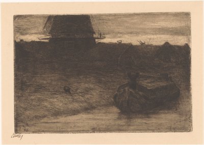 Båd på en kanal af Etha Fles (signed by artist)