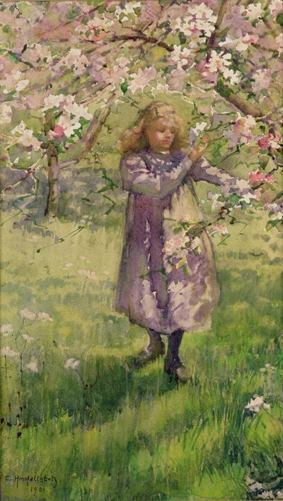 Plukker æbleblomster, 1901 af Ethel Horsfall Ertz