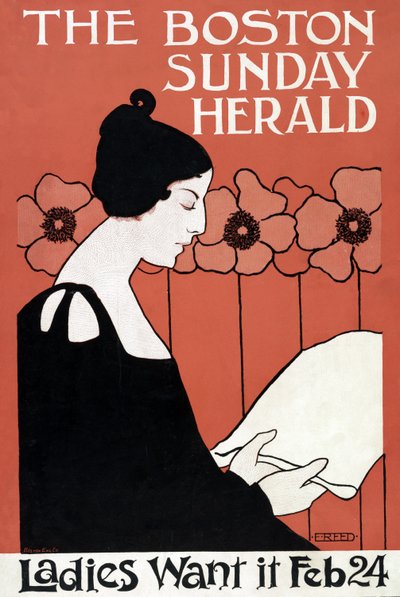 The Boston Sunday Herald - Ladies Want It 24. februar, pub. C. 1900 af Ethel Reed