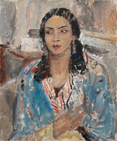 Den blå jakke (olie på lærred) af Ethel Walker