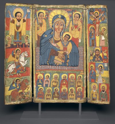Triptykonikon med centralt billede af jomfruen og barnet, 1682-99 af Ethiopian School