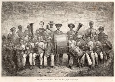 Børneorkester i Gabon, 1876 af Etienne Antoine Eugene Ronjat