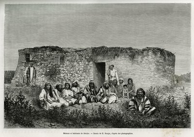 Huse og indbyggere i Jeriko (Vestbredden). Indgravering af E.Ronjat, for at illustrere historien om Syrien i dag, af M.Lortet, dekan ved det medicinske fakultet i Lyon, med ansvar for en videnskabelig mission af Ministeriet for Offentlig Undervisning, offe af Etienne Antoine Eugene Ronjat
