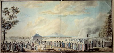 Fransk revolution: ""Militærlejr for Mars-skolen for de fremtidige ledere af den republikanske hær"" Akvarel af Etienne Bericourt (1700-tallet) 1794 Paris, B.N. af Etienne Bericourt