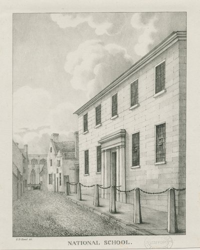 Tamworth - National School: litografi, nd [1796-1865] (tryk) af Etienne Bruno Hamel