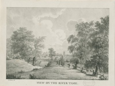 Tamworth - The River Tame: litografi, nd [1796-1865] af Etienne Bruno Hamel