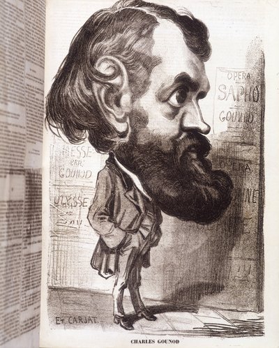 Karikatur af komponisten Charles Gounod (1818-1893) af Etienne Carjat, i det 19. århundrede. af Etienne Carjat