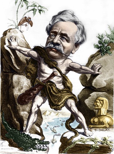 Ferdinand de Lesseps (1805-1894), fransk diplomat og administrator ved Suez-kanalen. Carjat karikatur. af Etienne Carjat