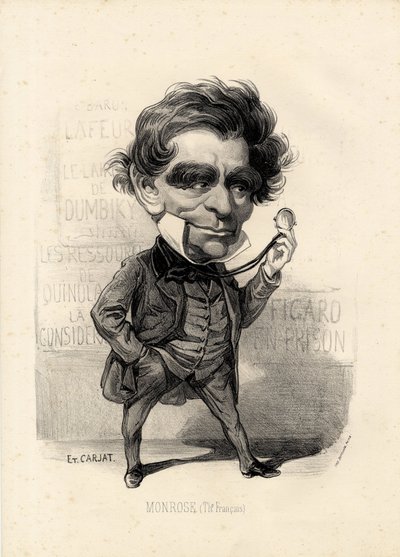 flyvende blad - Illustration af Etienne Carjat (1826-1906): Teater - Monrose Antoine-Martial Louis Barizain, Louis Monrose (1811-1883) af Etienne Carjat