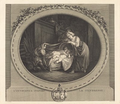 Uskyld inspirerer til ømhed af Etienne Claude Voysard after Jean Honoré Fragonard