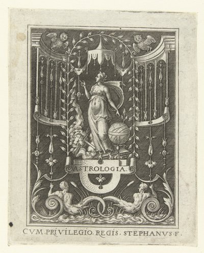 Astrologi ASTROLOGI. (titel på objekt) Fire liberale kunster, perspektivet og arkitekturen, repræsenteret af kvinder (senere version) (serietitel) af Etienne Delaune