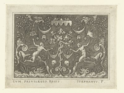 Faldet Overfladedekorationer med scener fra Det Gamle Testamente i grotesk ramme (senere version) (serietitel) af Etienne Delaune