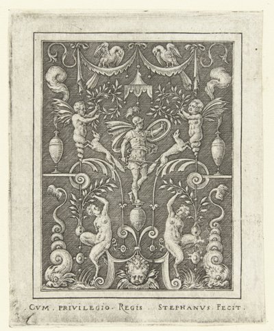 Mars Overfladedekorationer med gudefigurer i en ramme af grotesker (senere version) (serietitel) af Etienne Delaune