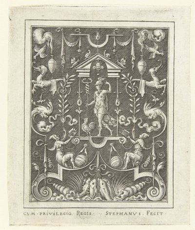 Merkur Overfladedekorationer med gudefigurer i en ramme af grotesker (senere version) (serietitel) af Etienne Delaune