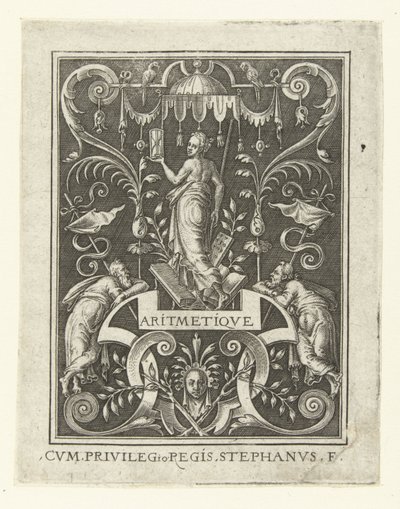 Aritmetik ARITMETIQVE (titel på objekt) Fire liberale kunster, perspektivet og arkitekturen, repræsenteret af kvinder (senere version) (serietitel) af Etienne Delaune