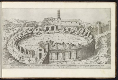 Amfiteater Castrense te Rom Bouwwerken uit de oudheid (serietitel) Resterne af det antikke Rom indsamlet og fotograferet i perspektiv af Stefano Du Perac Parisino (serietitel om objekt) af Etienne Duperac
