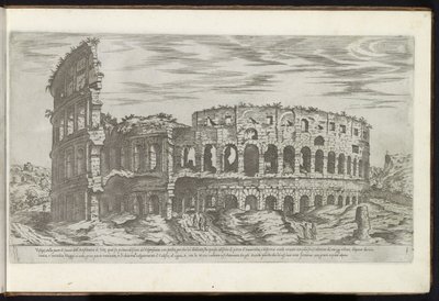 Colosseum te Rom Bouwwerken uit de oudheid (serietitel) Resterne af Roms antikke indsamlet og portrætter i perspektiv af Stefano Du Perac Parisino (serietitel om objekt) af Etienne Duperac