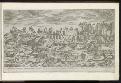 Palatijn til Rom Bouwwerken uit de oudheid (serietitel) Resterne af det antikke Rom indsamlet og fotograferet i perspektiv af Stefano Du Perac Parisino (serietitel om objekt) af Etienne Duperac
