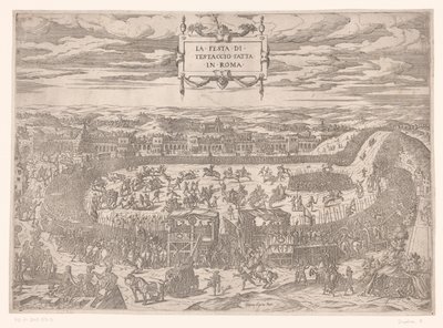 Pavelig fest på Testaccio i Rom i 1534 La festa di Testaccio fatta i Roma (titel på objekt) af Etienne Duperac
