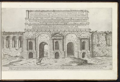 Porta Maggiore i Rom Bouwwerken uit de oudheid (serietitel) Resterne af Roms antikke indsamlet og portrætter i perspektiv af Stefano Du Perac Parisino (serietitel om objekt) af Etienne Duperac