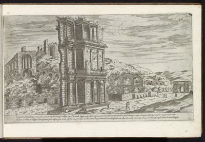 Septizonium i Rom Bouwwerken uit de oudheid (serietitel) Resterne af det antikke Rom indsamlet og fotograferet i perspektiv af Stefano Du Perac Parisino (serietitel om objekt) af Etienne Duperac
