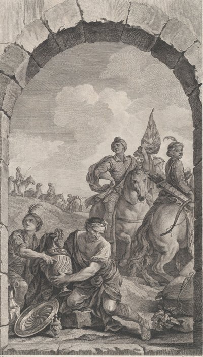 The Chapel of the Foundlings in Paris: The Suite of the Magi: Cavaliers, 1756. af Etienne Fessard