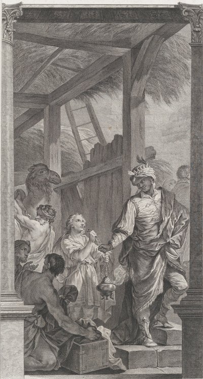 The Chapel of the Foundlings i Paris: Le Roi mage Balthazar et sa suite, 1752. af Etienne Fessard