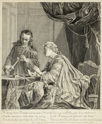 Kvinde forsegler et brev af Etienne Fessard