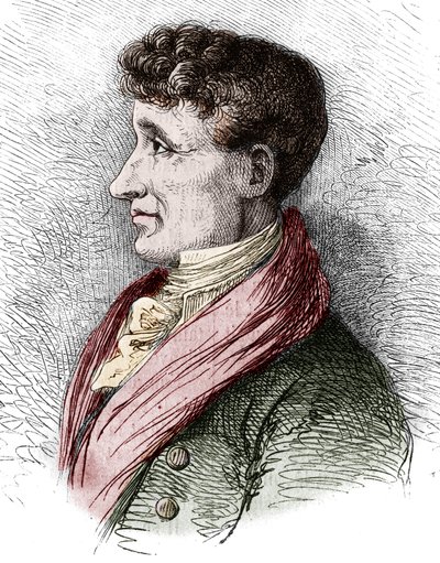 Portræt af Joseph Joubert (1754-1824), fransk forfatter. Gravering af Bocour i "" Le Magasin maleriske"" af Etienne Gabriel Bocourt