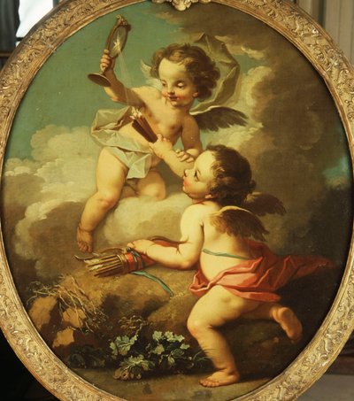 An Allegory of Love - Putti disporting in a Landscape, af Étienne Jeaurat