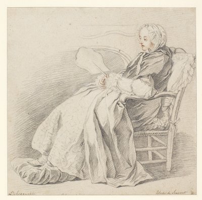 Studie for LAccouchée, ca. 1750 (kridt på papir) af Étienne Jeaurat