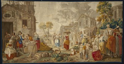 Det udendørs marked, fra landsbyfestivaler, 1775-89 af Étienne Jeaurat