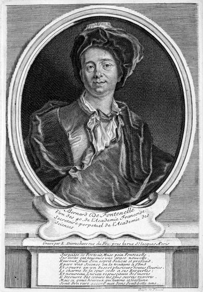 Bernard Le Bovier de Fontenelle, fransk forfatter (gravering) af Etienne Jehandier (after) Desrochers