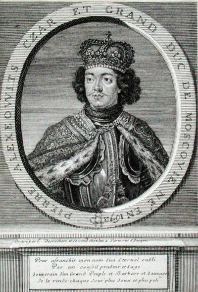 Peter I (1672-1725) (stik) af Etienne Jehandier Desrochers