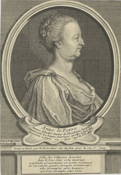 Portræt af Anne Dacier født Le Fèvre 1647-1720, ca 1720. af Etienne Jehandier Desrochers