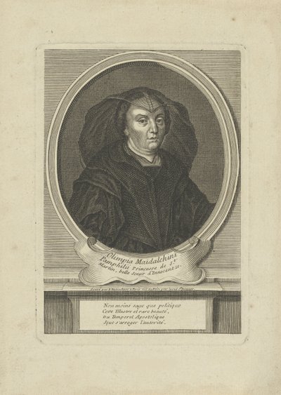 Portræt af Olympia Maidalchini Pumhills 1591-1657, um 1700. af Etienne Jehandier Desrochers