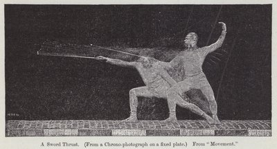 Kronofotografi, der viser bevægelsen involveret i et sværdstød (gravering) af Etienne Jules Marey