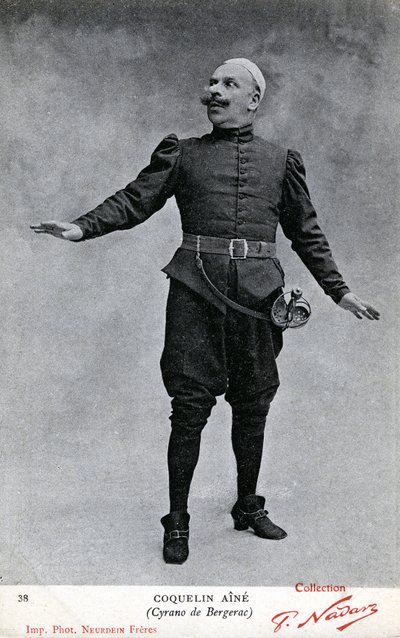 Constant Coquelin aka som Coquelin aîné (1841 - 1909) i kostume af Cyrano de Bergerac (s/h foto) af Etienne Neurdein