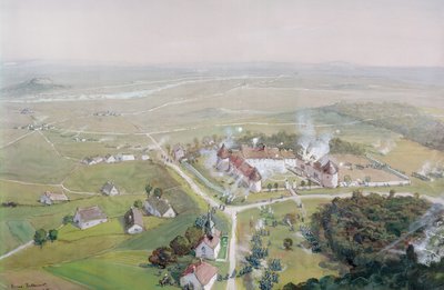 Generobringen af Chateau de Mondement af den franske hær den 9. september 1914 under det første slag ved Marne, 1915 af Etienne Prosper Berne Bellecour