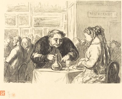 Ved billedkunstudstillingens buffet af Etienne after Honoré Daumier