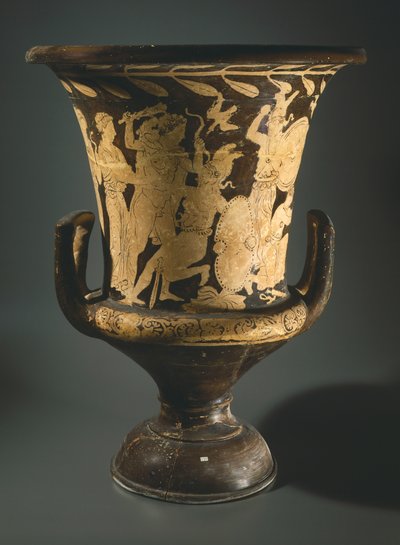 Calyx-krater (stor vase). Rød-figur keramik fra Perugia (Umbria). Etruskisk civilisation, 4. århundrede f.Kr. af Etruscan
